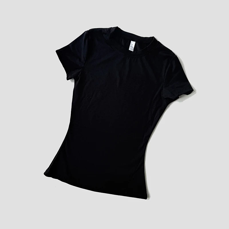 Women Solid Color Dry Fit Short Sleeve Crew Neck Athletic T-Shirt Fashion Casual Tee Suitable For Daily Running Workout Gym Top