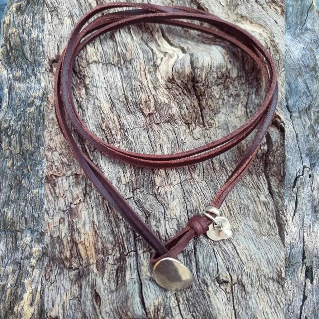 Bohemian Style Necklace for Women Leather Rope Turquoise Pendant Ethnic Vintage Simple Jewelry Gifts Necklace Accessories