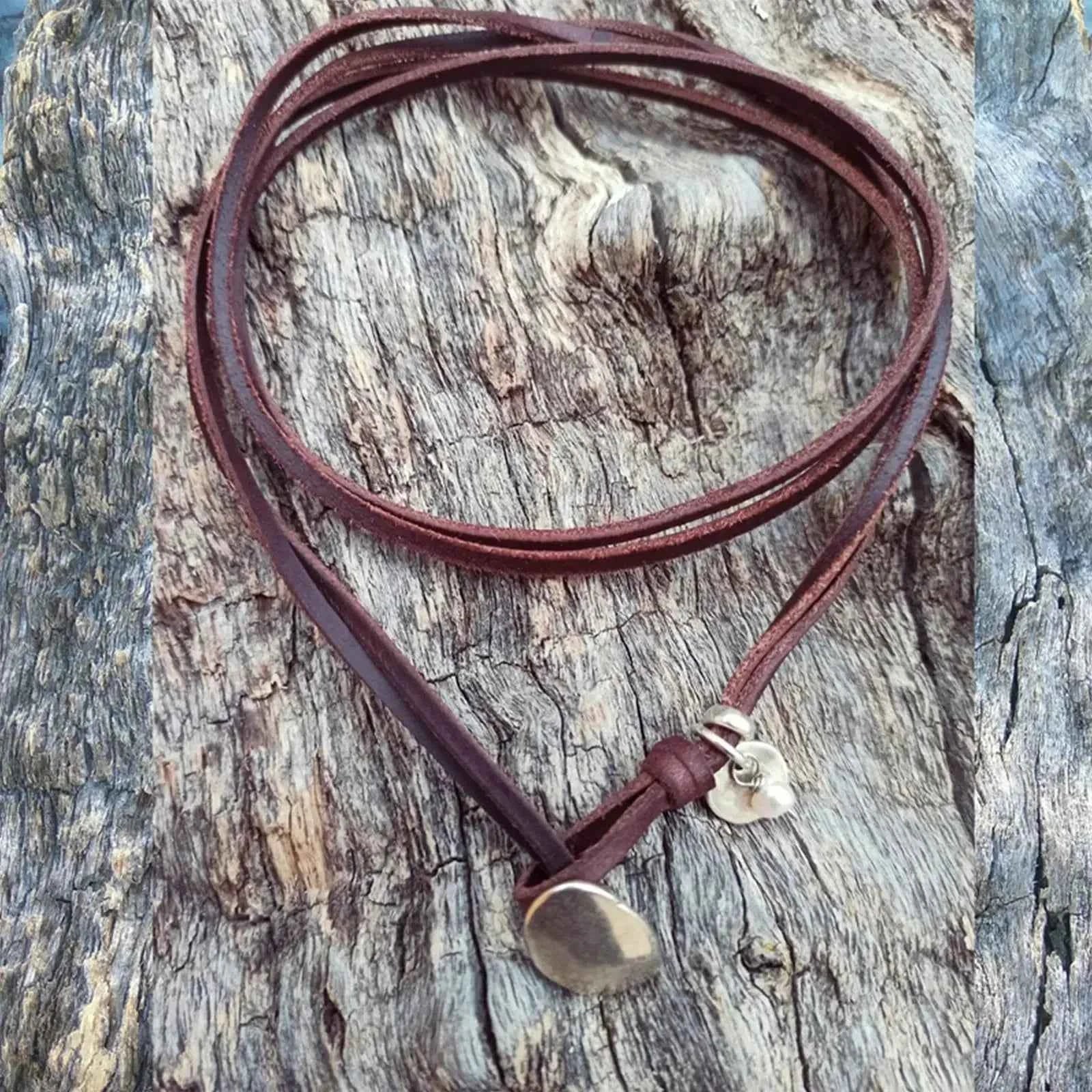 Bohemian Style Necklace for Women Leather Rope Turquoise Pendant Ethnic Vintage Simple Jewelry Gifts Necklace Accessories