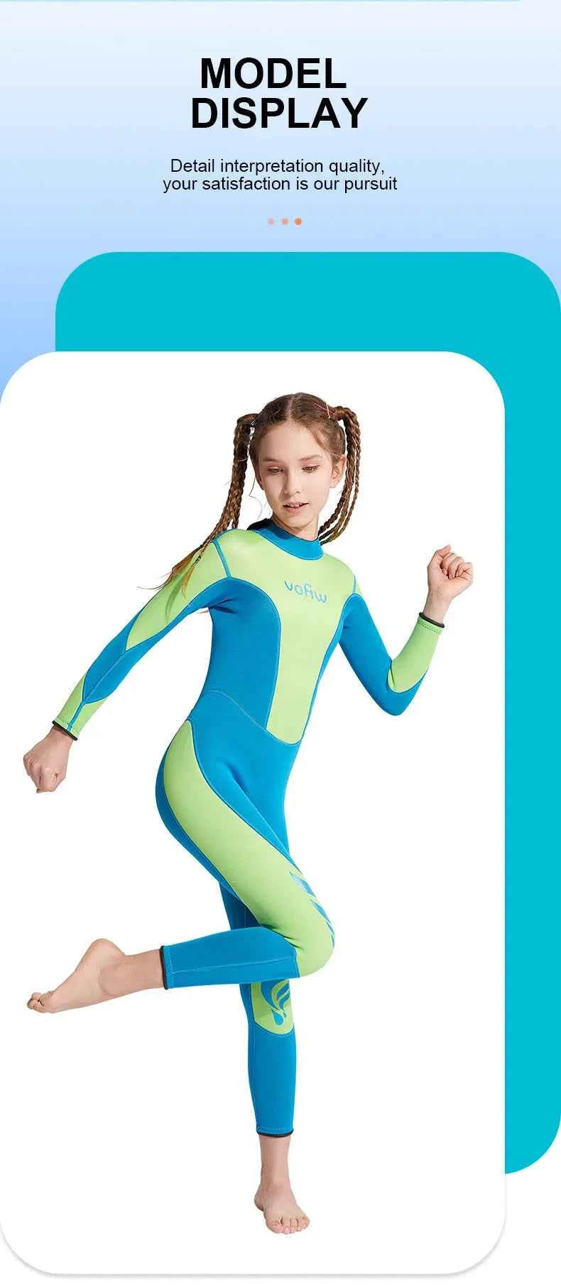 Children's 3mm Neoprene Wetsuit Long Sleeves Back Zipper Snorkeling Swimming Surfing Suit Kid's Swimsuit Water Sports Swimwear