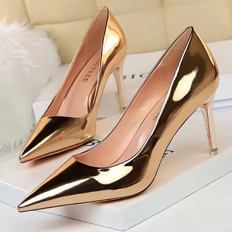 BIGTREE Shoes Classic Pumps Patent Leather Women Pumps Fashion Women Wedding Shoes High Heels Stiletto 10.5 Cm 7.5 Cm Lady Shoes