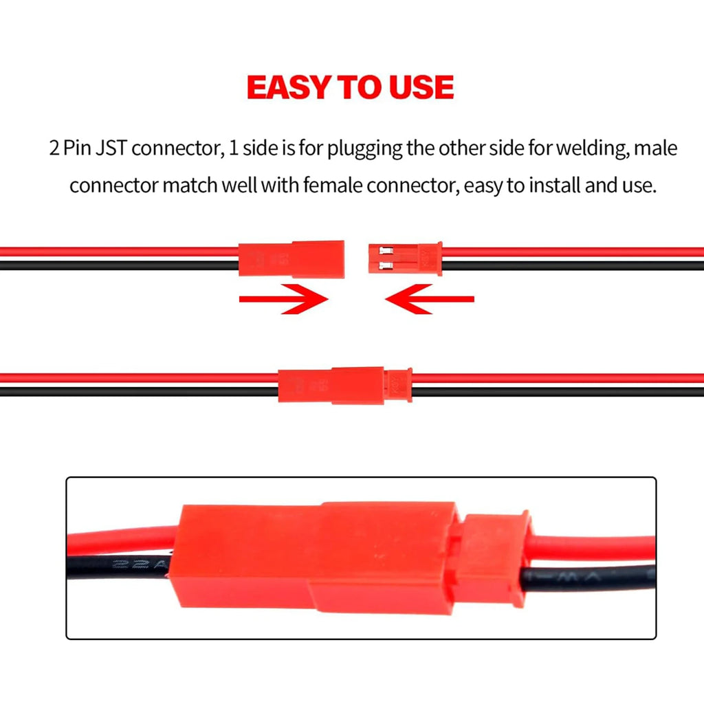 10CM 15CM AWG JST Plug Connector 2 Pin Male Female Plug Connector Cable Wire for LED Strip Lights RC Toys Battery Adapter