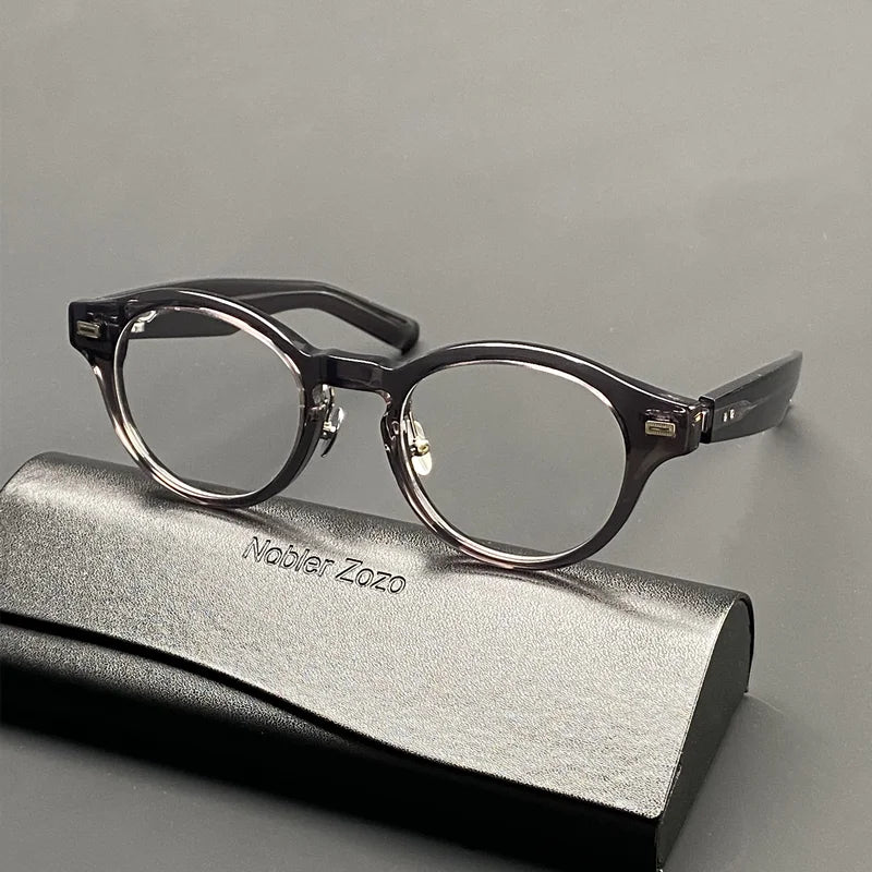 Vintage round glasses frame for men spring legs thickened with acetate optical glasses frame to make prescription glasses for my