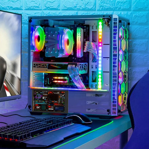 Moniteur de température d'ordinateur 3,5 pouces avec double port USB, mini écran IPS, moniteur de données CPU avec éditeur de thème visuel pour GPU RAM HDD