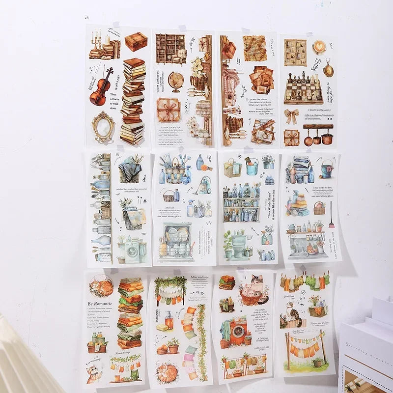 Homely Aesthetics 18 Exquisite Dual Material Die-Cut Stickers in 6 Home Decor Designs Soft  Time Series