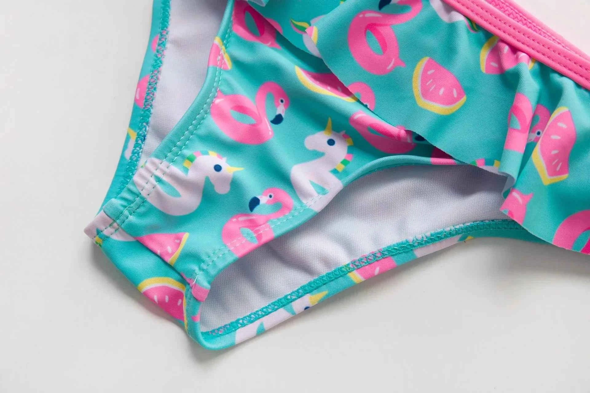 2-10Y New Fashion Kid Rainbow Design Bikini Set Lovely Two Pieces Child Swimwear Cute Girl Flouncing Swimsuit Summer Beachwear