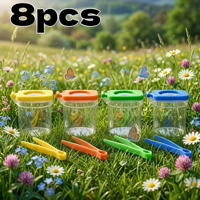 Kids 8-in-1 Insect Collecting Kit, Comes with Tools & Observation Box for outdoor nature exploration