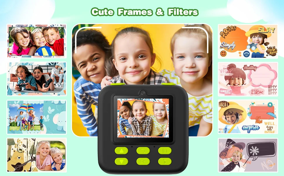 Kids Instant Print Camera, Birthday Gifts for Boys and Girls, Kids Digital Camera Toys, 1080P HD Video, Boy Gifts/Girl Gifts