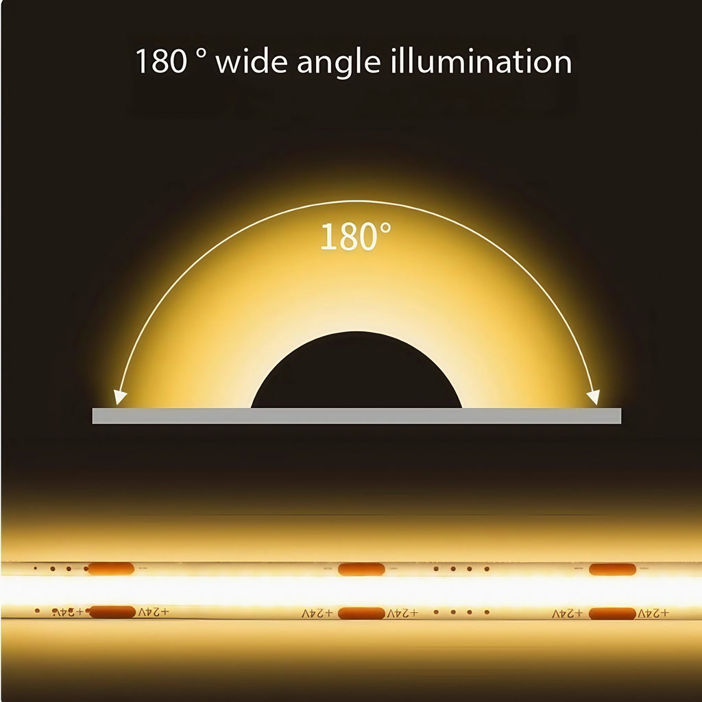 DC 12V 24V FOB COB Strip 320Leds/M High Density RA90 White 3000K 4000K 6000K IP20 Flexible Ribbon Rope LED Light