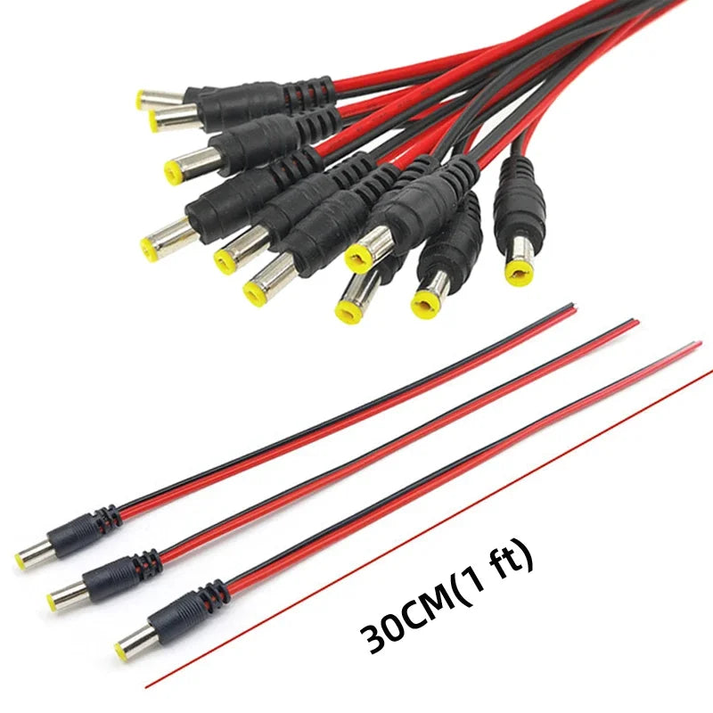 18 AWG 5A Male Female Power Cable DC Connector 30cm 2pin 5-24V Power Adapter Wire 5.5x2.1mm Plug for TV Camera LED Strip Lights