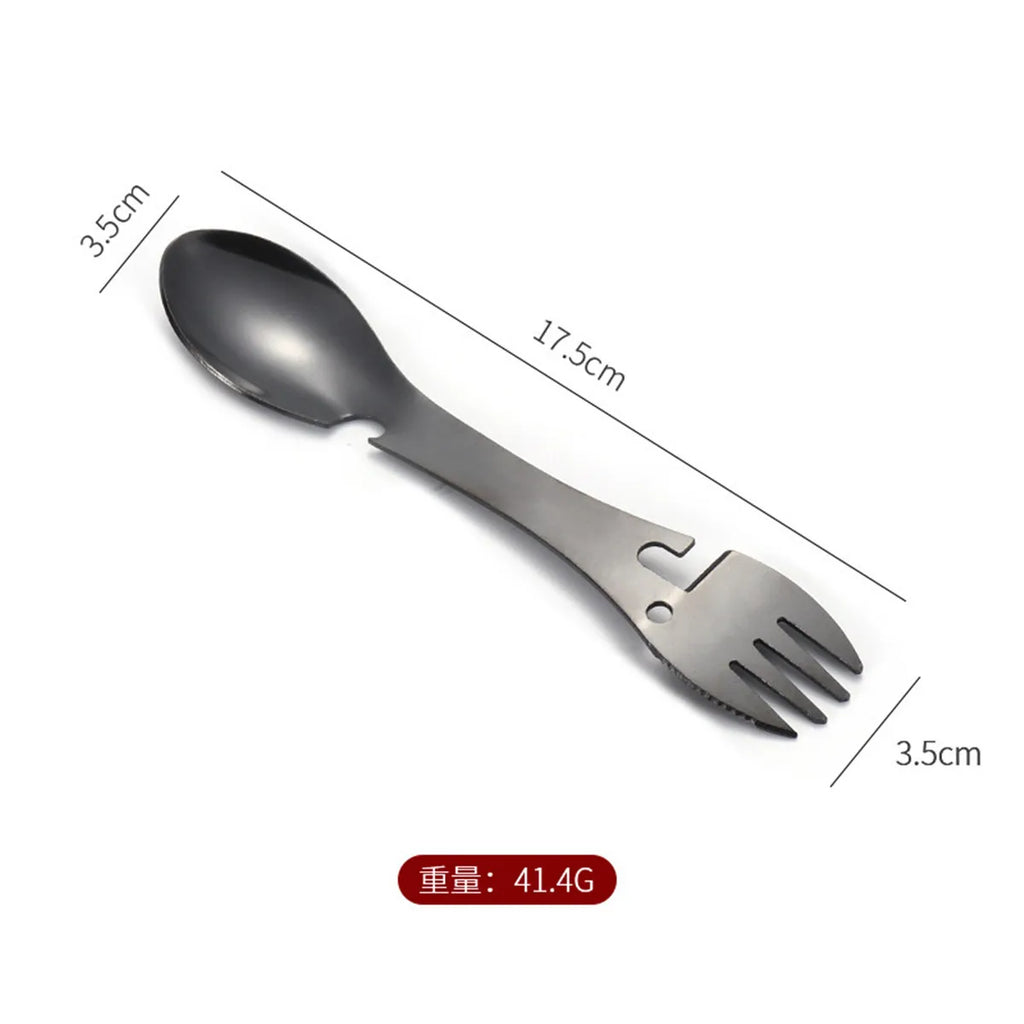 Outdoor Survival Tools 5 In 1 Camping Multi-Functional EDC Practical Kit Fork Knife Spoon Bottle/Can Opener