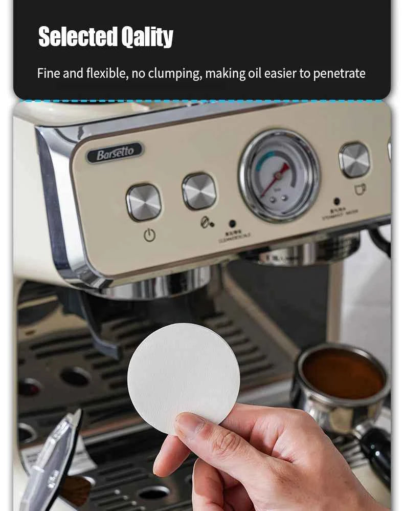 100 Pcs Coffee Paper Filter for Espresso Coffee Maker, 51/53/58mm Unbleached Espresso Filter Puck Screen Portafilter Paper