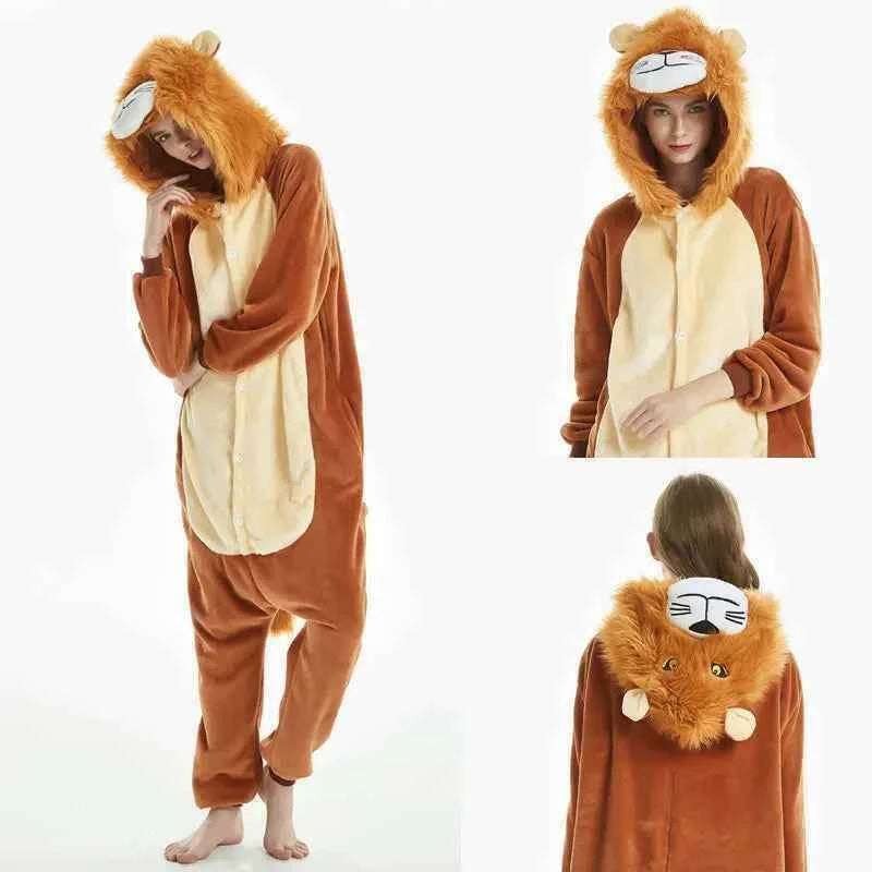 Adults Animal Onesies Unicorn Pajamas Couple Sleepwear Women Men Winter Unisex Kigurumi Costumes Cartoon Flannel Rabbit Pajamas