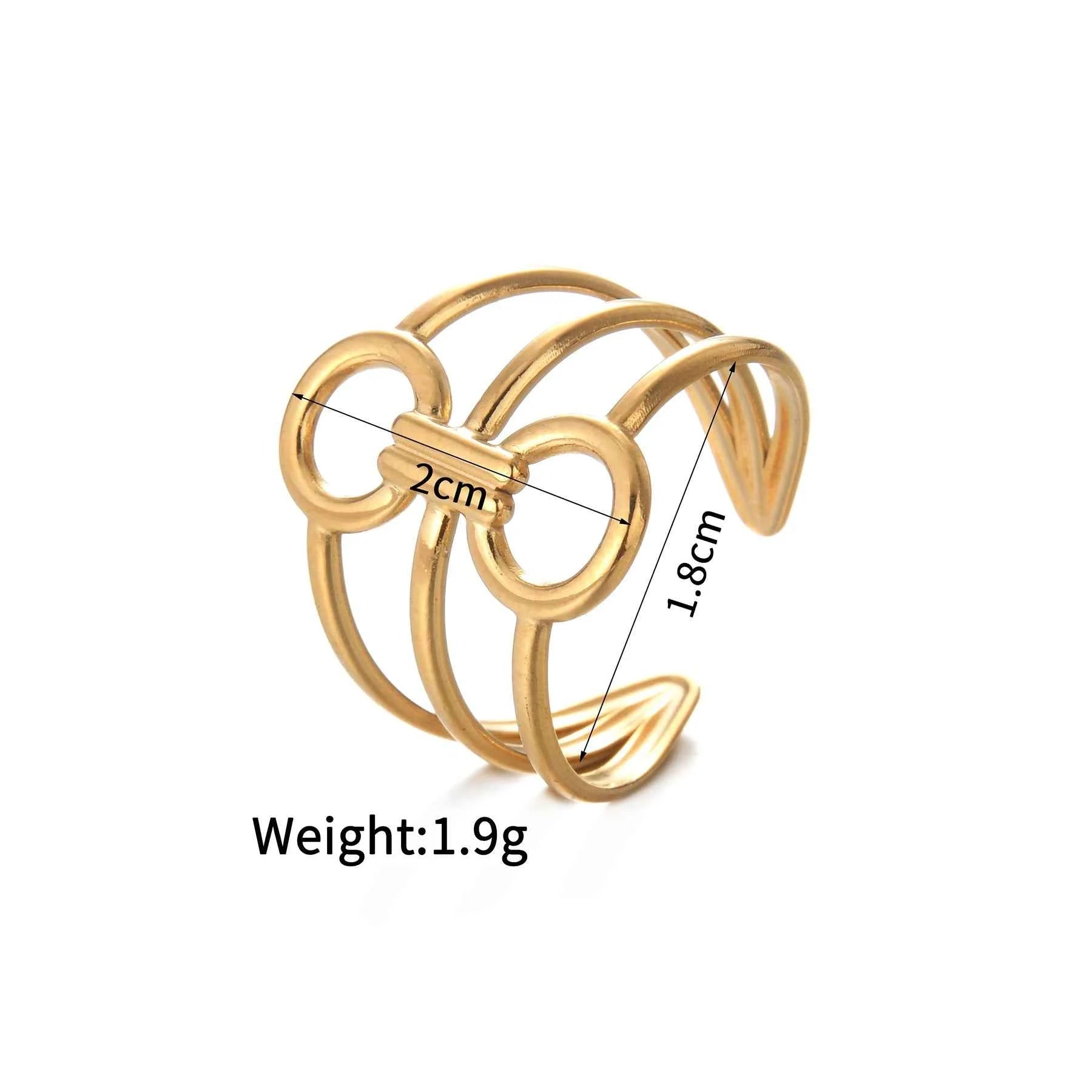 Stainless Steel Open Rings For Women Irregular Wave Hollow Design Finger Ring Stylish Creative Waterproof Jewelry Party Gifts