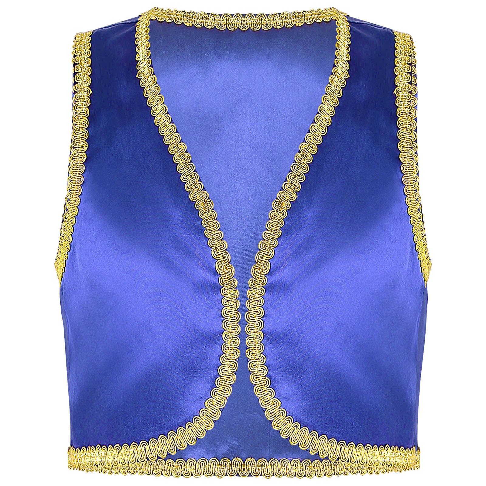 Children Boys Arabian Prince Costume Genies Vest Open Front Golden Genies Waistcoat for Party Halloween Cosplay Fancy Dress Up