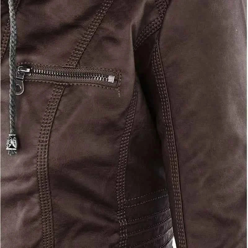 Gothic Faux Leather Jacket Women Coat 2025 Hoodies Winter Autumn Motorcycle Jacket Black Outerwear Leather PU Basic Jacket Coat