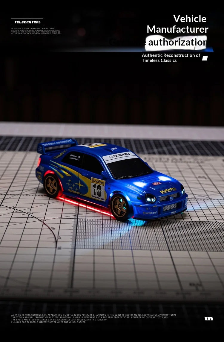 WHOOSH Licensed 1:43 Scale Mini RC Drift Car Full Proportional Remote Control Subaru WRC WRX STI Mazda RX7 Desktop Toy For Boys