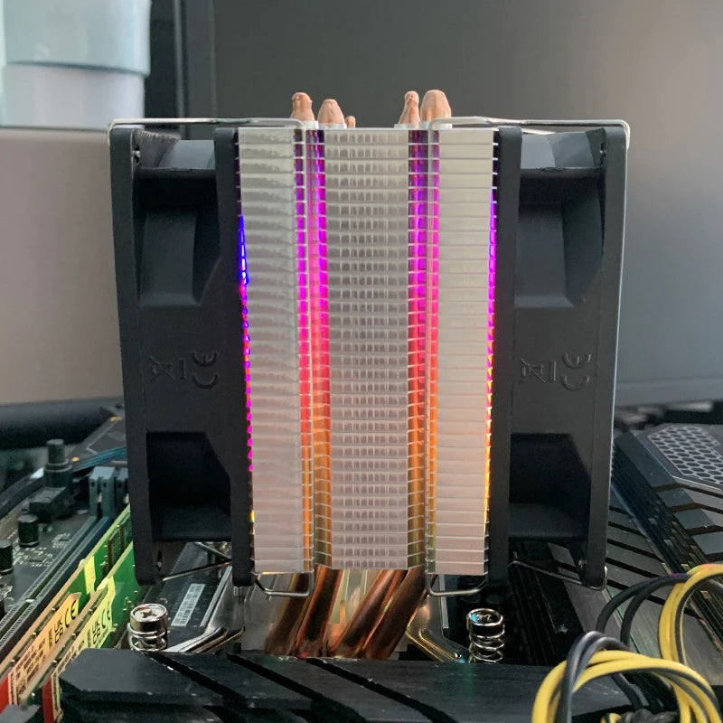 2Heat Pipes CPU Air Cooler 3PIN/4PIN PWM X99 Silent PC Radiator for Intel LGA 2011 1700 1150 1151 1366 1155 1156 X79 1200 1851