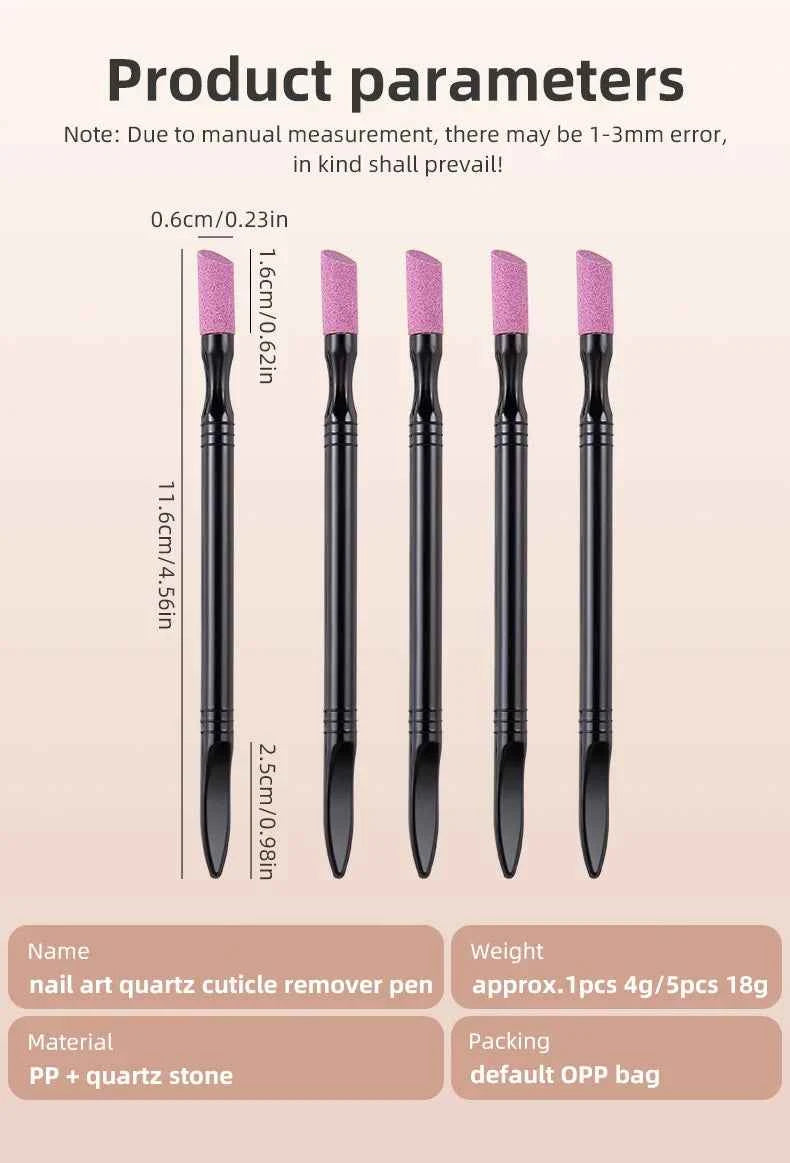 1/5PCS Quartz Pen Nail  Cuticle Pushers Nail Polish Manicure Stick Nail Files Grinding Pen Dead Skin Remover for Natural Nail