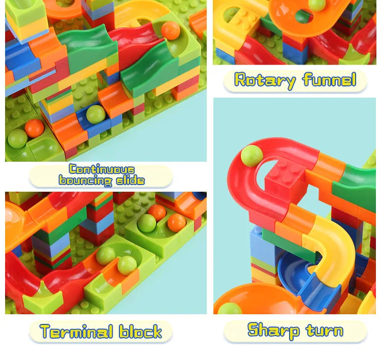 84-504PCS Marble Race Run Blocks Maze Ball Track Toy Compatible city Building Blocks Funnel Slide Blocks Toys DIY Bricks Toys