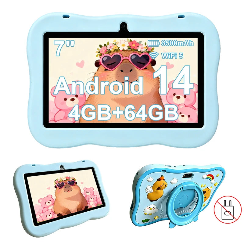 2026 Kids Tablet Android 14 7 Inch Octa Core 4GB RAM 64GB ROM 3500mAh HD Display Tablet Children's Gift