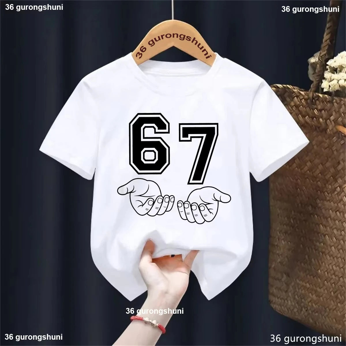 Kids 67 Themed Colorful Print T-Shirt, Soft Cotton Fabric, Breathable and Comfortable, Ideal for Toddlers and Childrendf0224