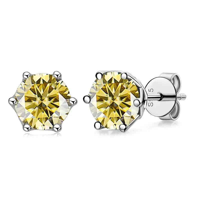 JoyceJelly 1/2/4CT VVS D Color Moissanite Russian Cut 8H8A Lab Diamond Stud Earrings For Women S925 Sterling Silver Fine Jewelry