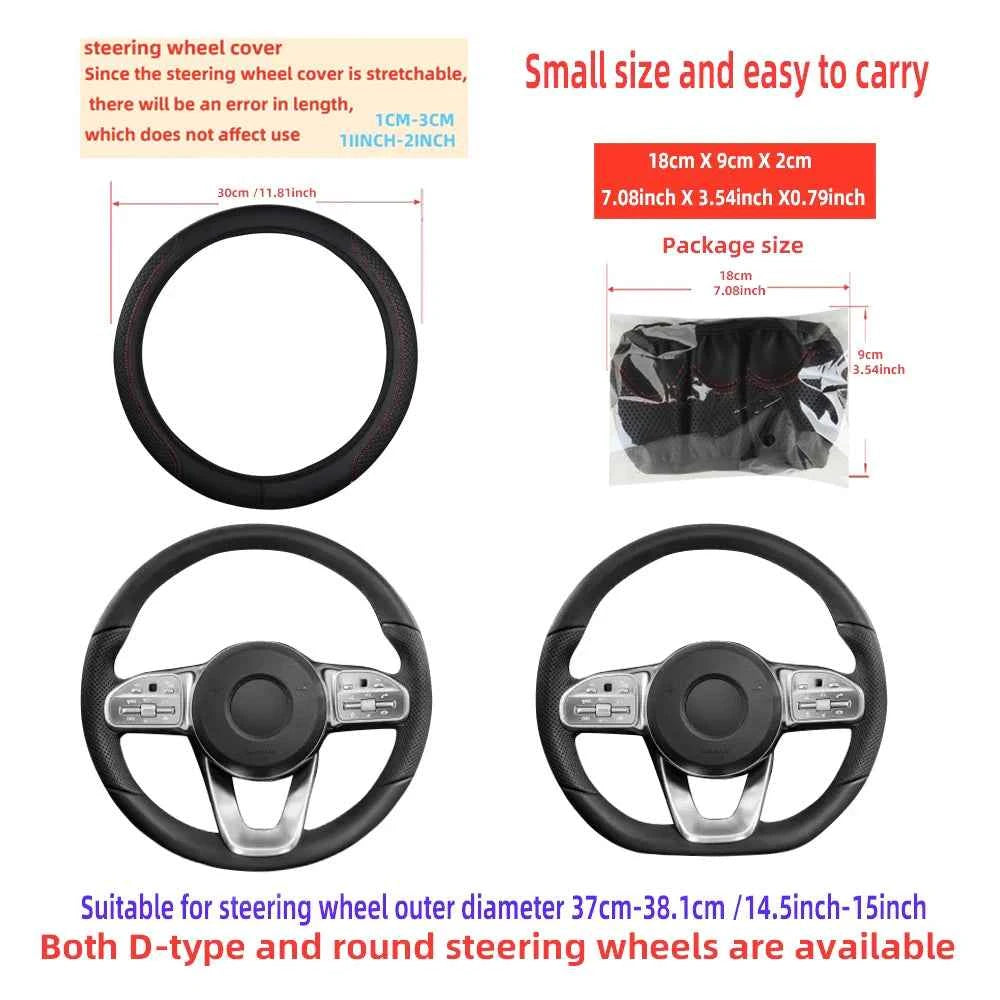 The car steering wheel cover has no inner ring Steering Wheel Cover Anti Slip Breathable  Cover Universal Microfiber Leather
