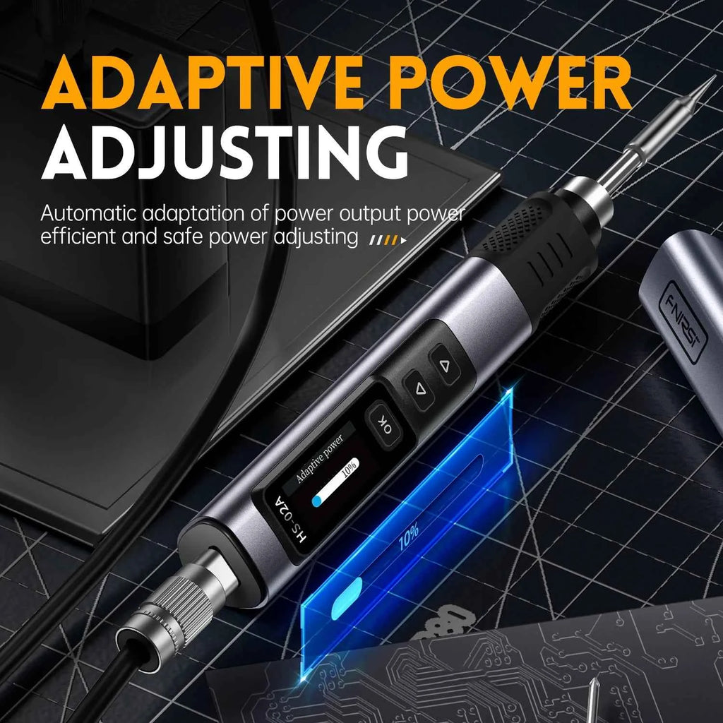 FNIRSI HS-02 Smart Electric Soldering Iron 100-450℃ Temp Adjustable PD 100W Portable Welding Rework Station Solding Irons Kit
