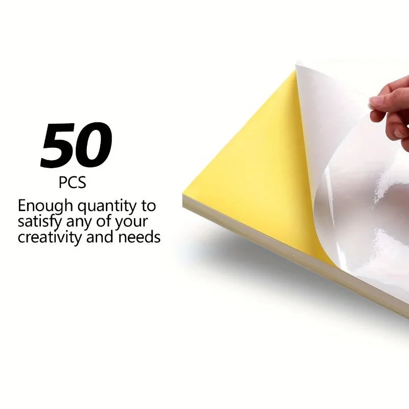 50 sheets Printing paper & A4 size stickers, suitable for laser printers and inkjet printers, self-adhesive printing paper