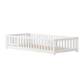 RosahqndaKids Children's Bed Solid Montessori Wooden Floor Bed with Fall Protection - Safe Toddler Bed - Scandinavian Design