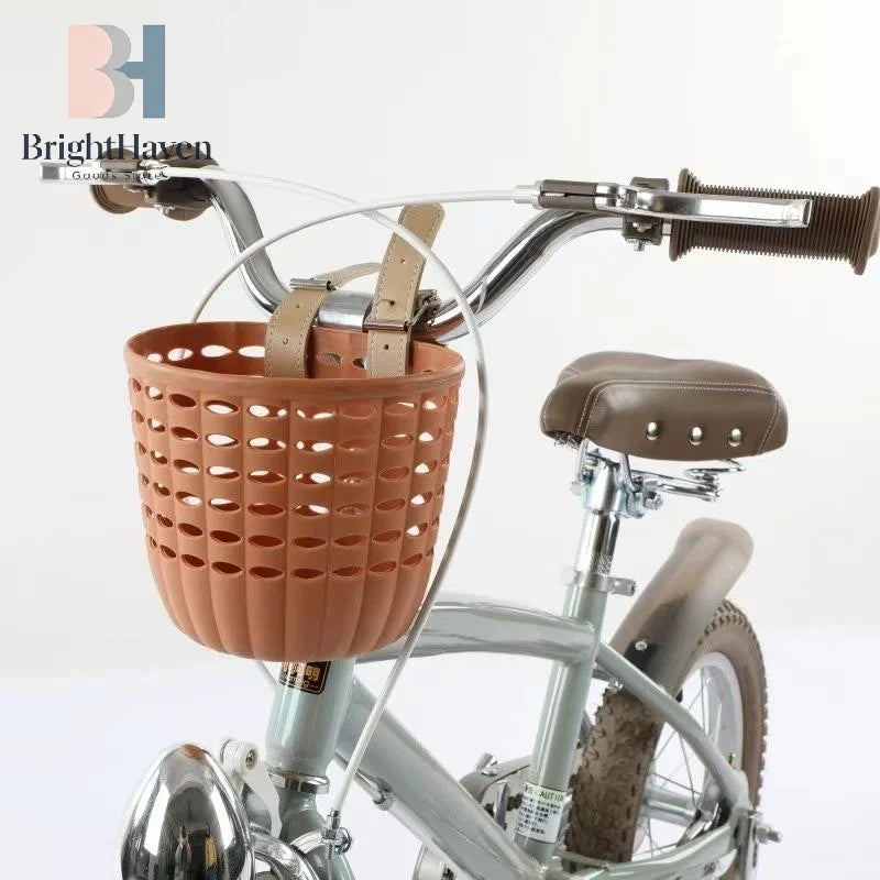 Kids Bike Basket Durable Storage Basket With Adjustable PU Straps Handlebar Basket For Children Girls Outdoor Biking Toddlers