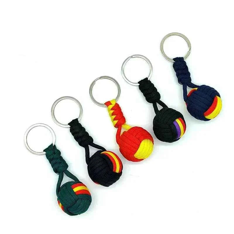 Militar Parachute Woven Rope Ball Portable Chaveiro Lanyard Key Ring Monkey Fist Key Chains, Outdoors Survival Tool Jewelry
