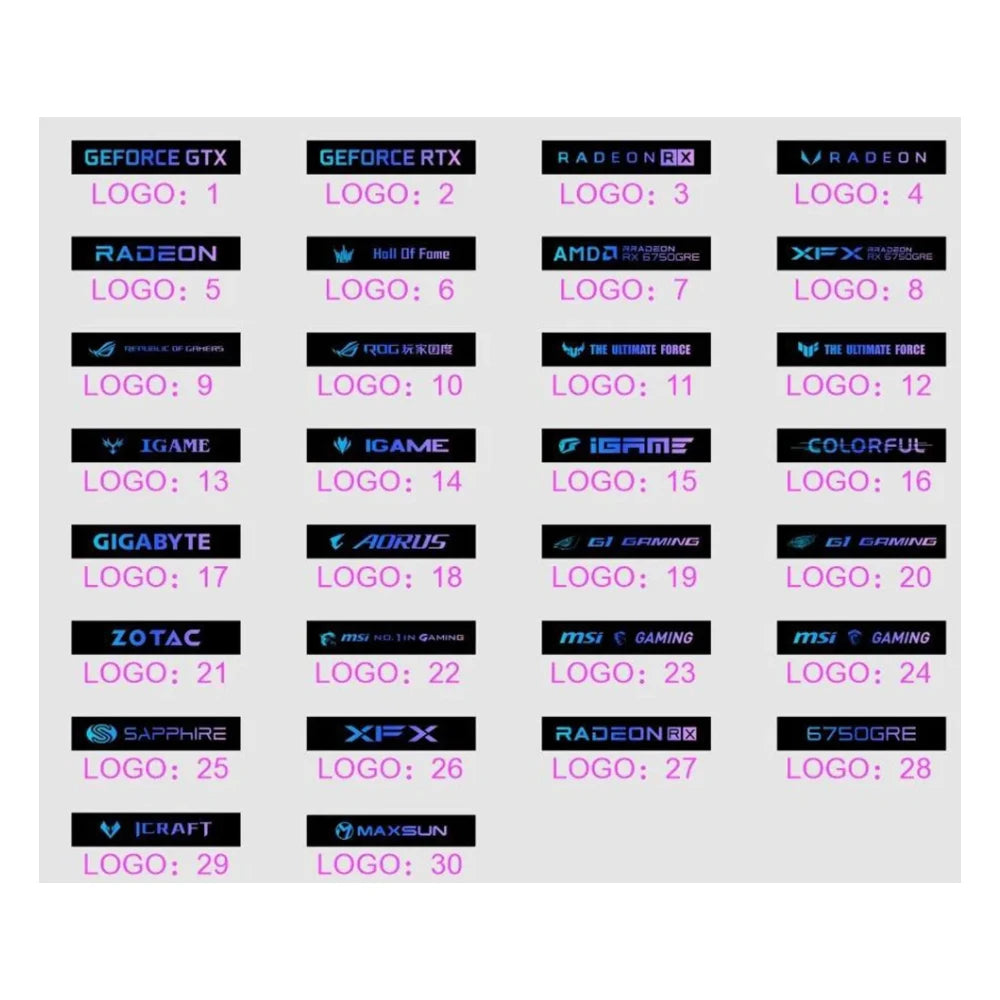 GPU VGA illuminated panel, Graphics card faith light, Logo brand MOD customization 5V ARGB 3PIN AURA SYNC