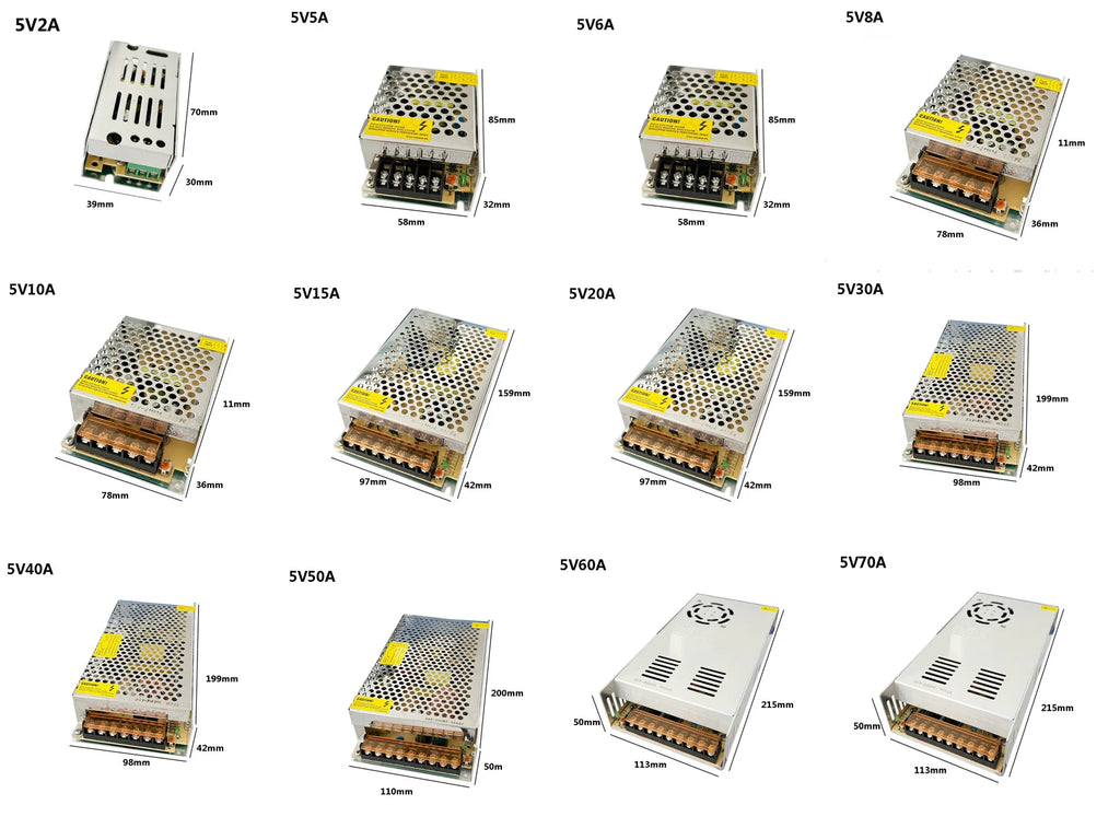 Switching Power Supply DC 5V 12V 24V 36V 48V 60W 360W 600W Light Transformer AC 100-240V Source Adapter SMPS For LED Strips CCTV