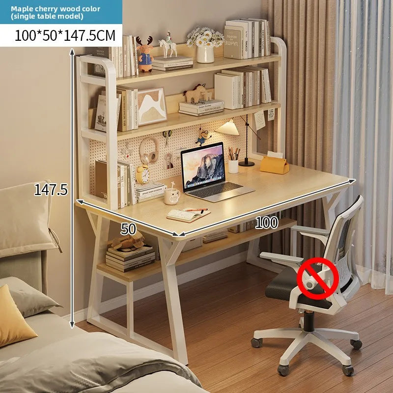 Stable Computer desk desktop desk bookshelf integrated writing desk household small apartment simple hole board desk