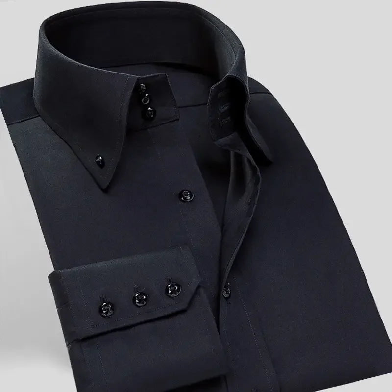 Men's Dress Shirts with New Stretch and Anti-Wrinkle Technology, Long Sleeve Business Blouse for Slim Fit Camisa Social