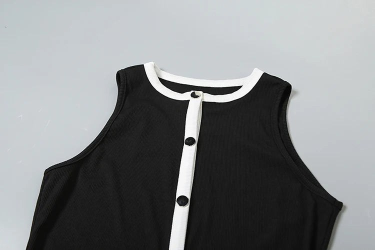 Sisterlinda Spring Release Junior Fashion Mini Sexy High Street Short Suit K25S63285 Girl Knit Solid Slim Sleeveless Vest Suit