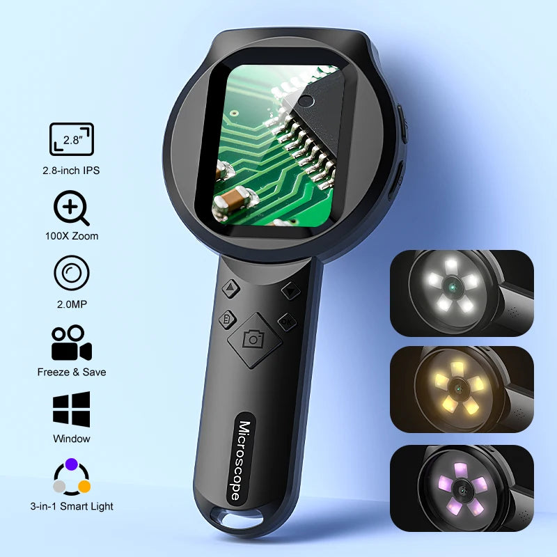 Digital Handheld Microscope Magnifier 100X 2.8" IPS HD Screen