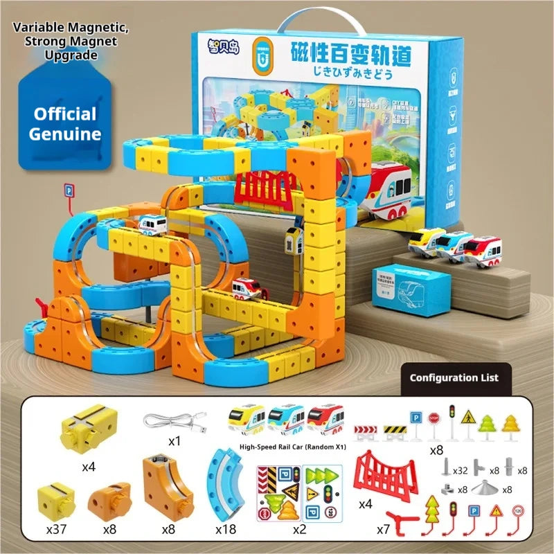 Magic Transforming Magnetic Cube Track Railcar Building Blocks Electric Anti-Gravity High-Speed Train DIY Vehicle Trackt Model