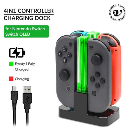 4 In 1 LED Charger Stand Dock Station Indicater for Nintendo Switch NS for Joy-Con Controller Stand Holder Charging Dock Station