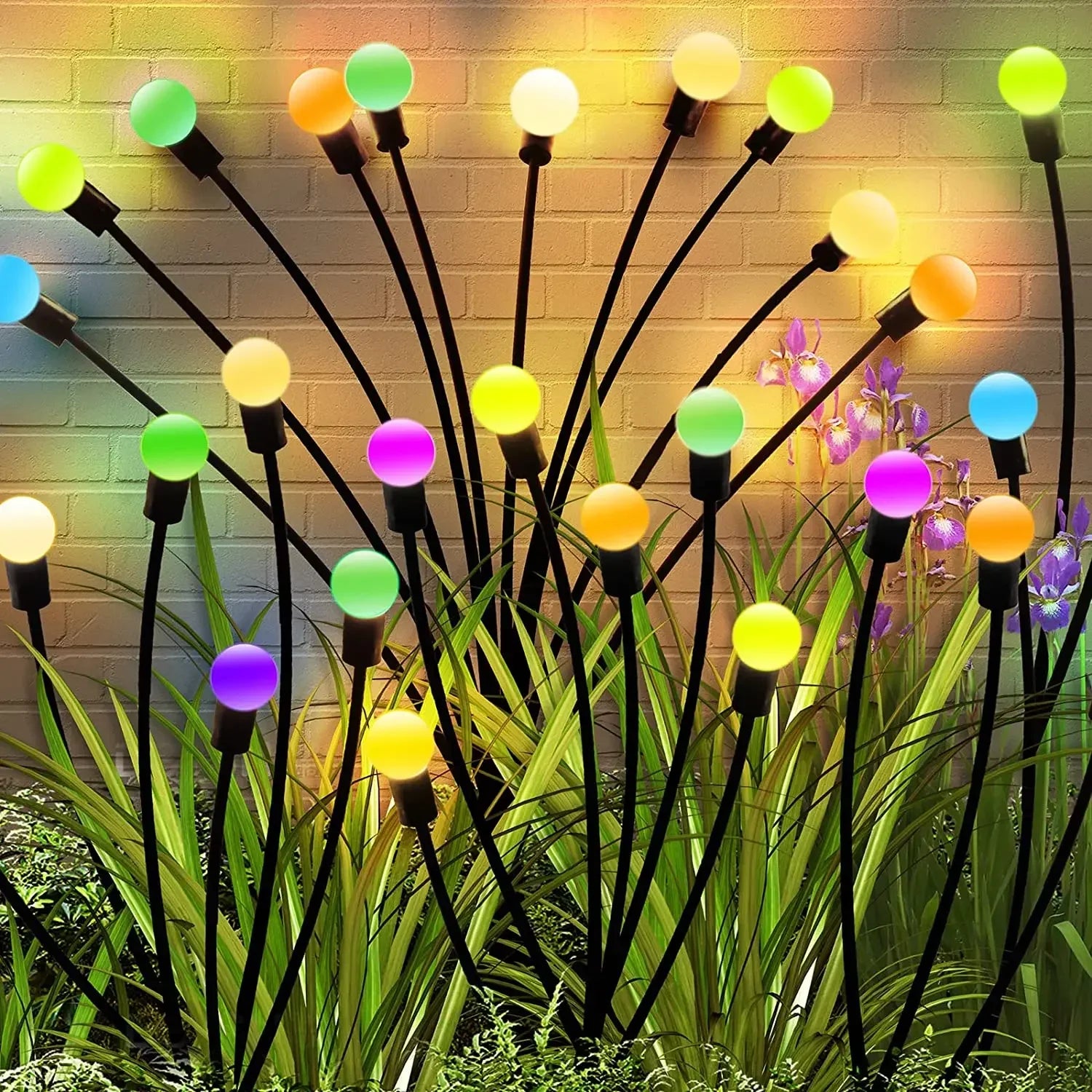 6/810 LED Solar Garden Lights Powered Firefly Lights Outdoor Waterproof Vibrant Garden Lights for Patio Pathway Decoration,Warm
