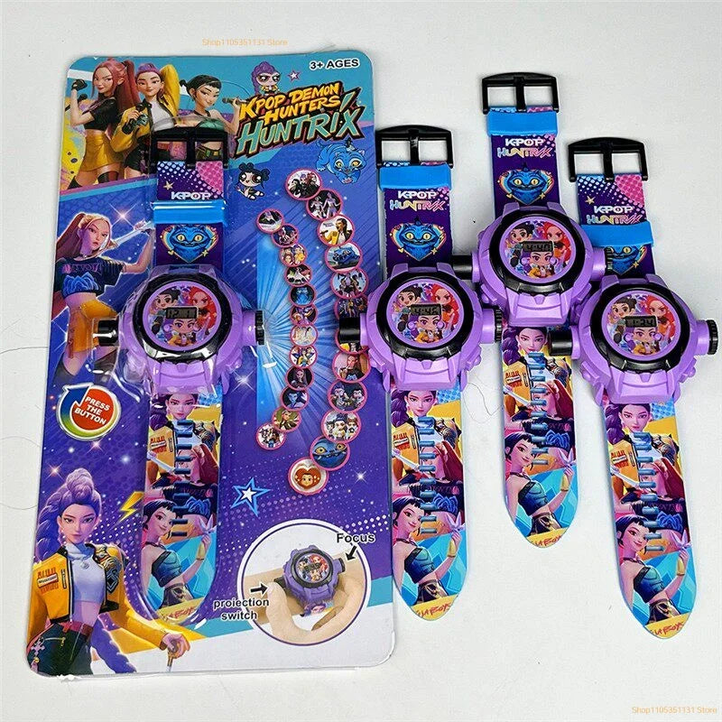 Kids Cartoon Projection Watch 24 Images Digital Electronic Wristwatch Multifunctional Toy Watch for Boys Girls Birthday Favors