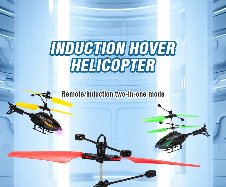 RC Helicopter 2CH Induction Remote Control Floating Airplane Gesture Control Aircraft Suspension Quadcopter with LED Kid Gift