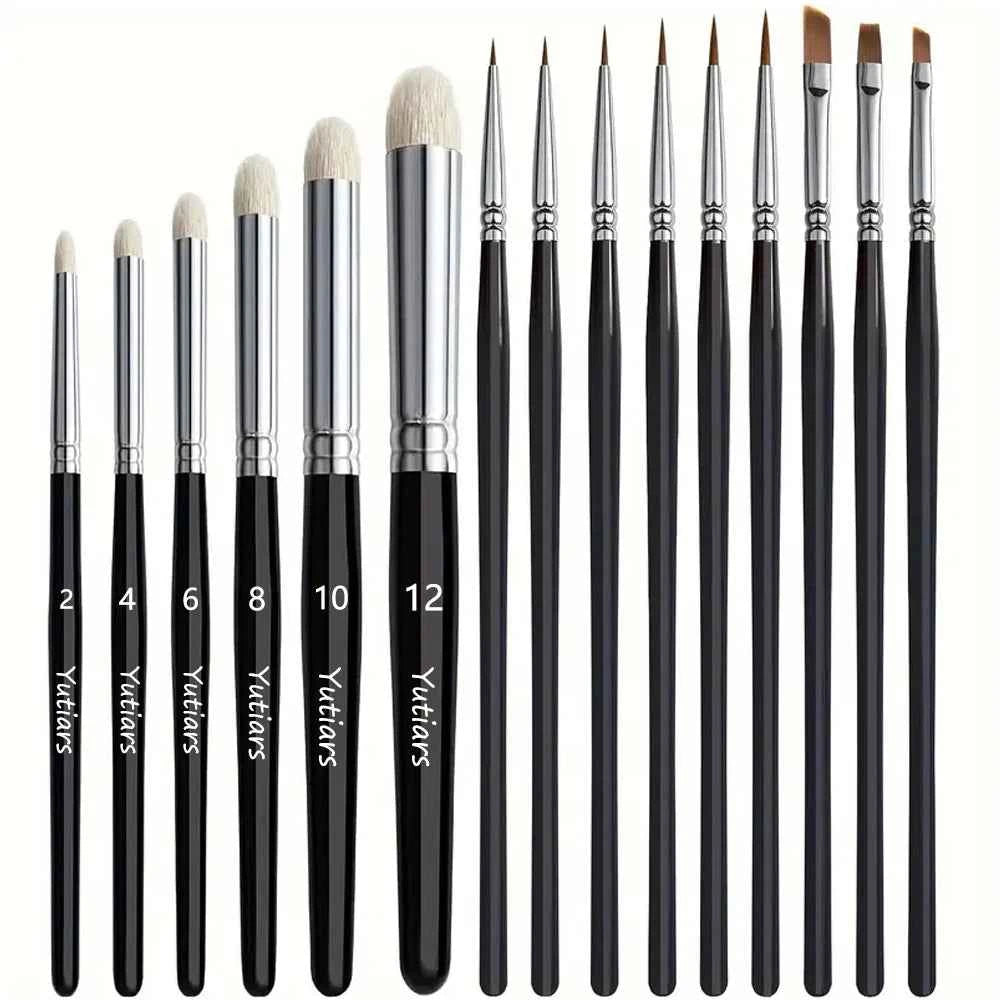 Paint Brush Set, Fine Detail Wood Handle Brushes for Miniature Art Painting, Acrylic, Watercolor - Micro Detailing & Drybrush