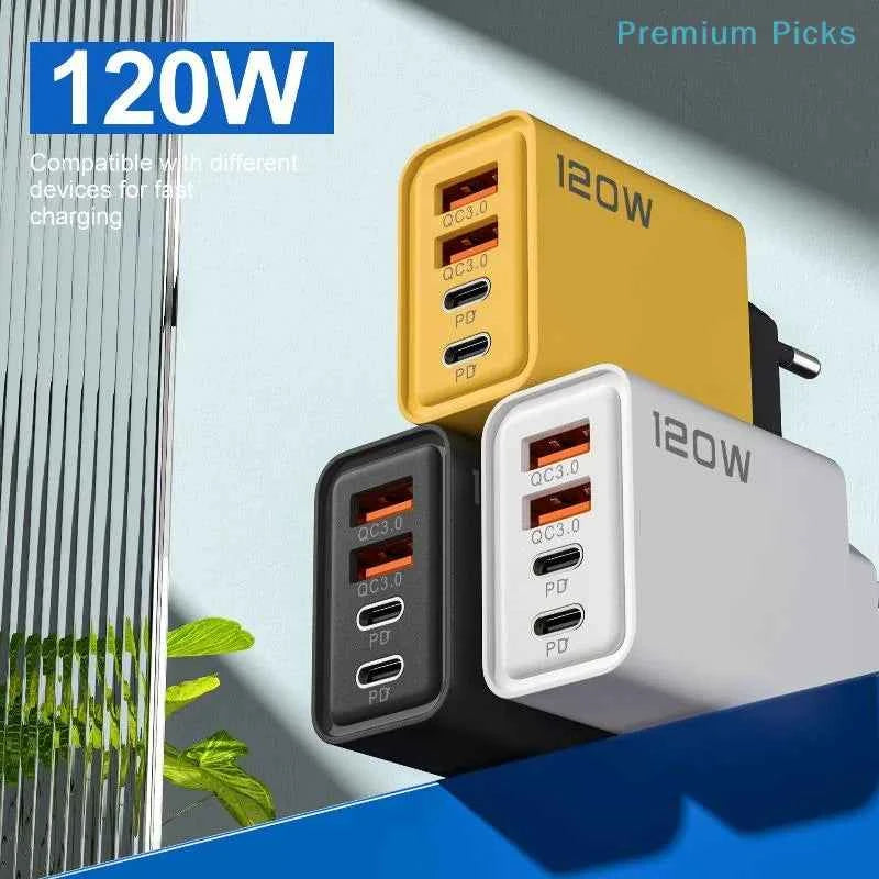 120W USB-C Fast Wall Charger Station With 4 Ports