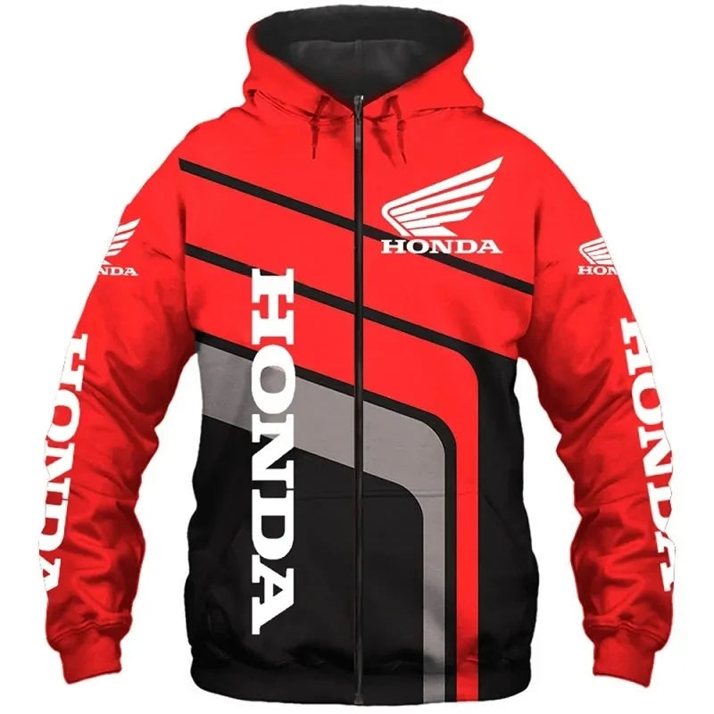 2026 New Fashionable Honda Logo Spring and Autumn Coat 3D Printed Trendy Casual Street Men's Loose Zipper Hoodie Fashion Hoodie