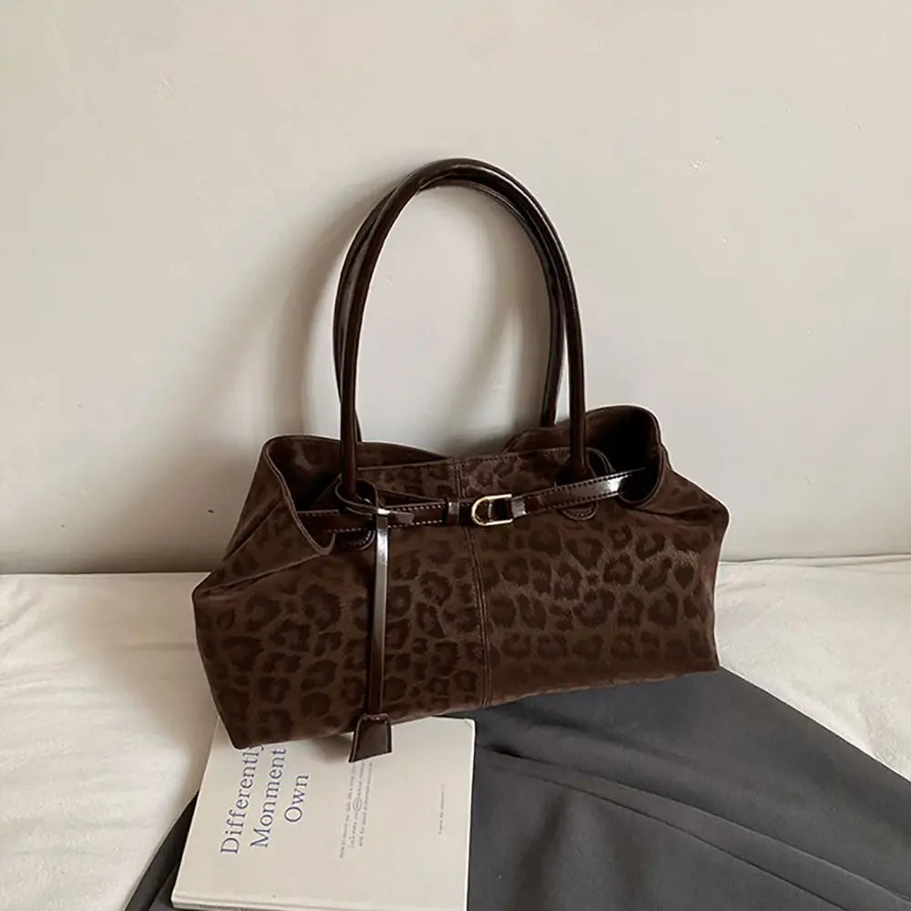 Trendy PU Leopard Print Tote Bag Large Capacity Casual Women's Shoulder Bag Versatile Underarm Bag Females Handbags Purses