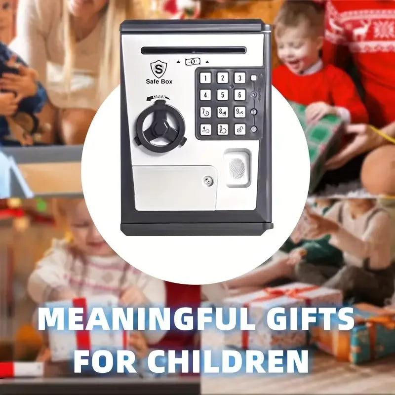 Fingerprint Bank Safe Box Money Boxes For Children Digital Coins Cash Saving Safe Deposit Mini ATM Machine Toys Kids Gift