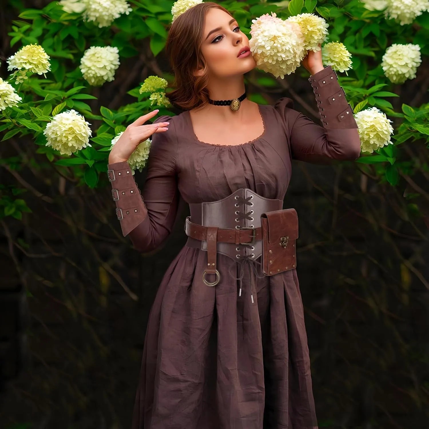 5pcs/4pcs Medieval Renaissance Costume Set Wallet/Belt/Pouch/Keychain Corset PU Leather Belt Wallet Hiking Steunk Viking Cosp